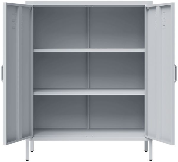 skølm 'Atria' Metallkommode, grau, 100x38x80 cm, Metallschrank mit 3 Fächern Bild 9