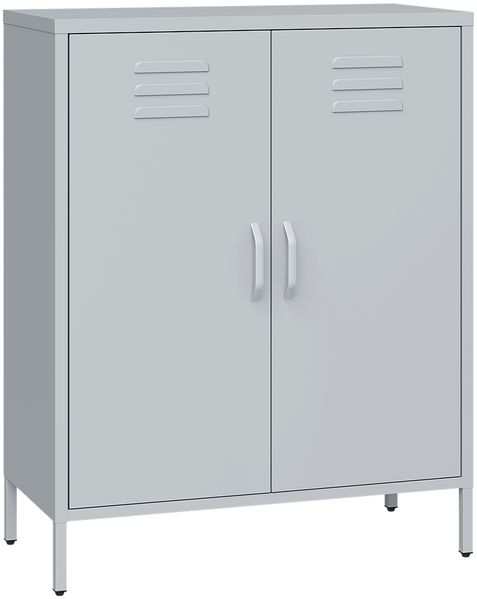 skølm 'Atria' Metallkommode, grau, 100x38x80 cm, Metallschrank mit 3 Fächern Bild 2