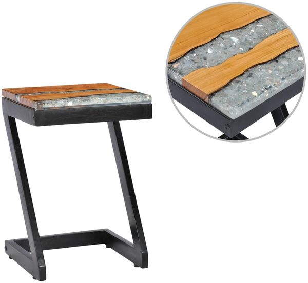vidaXL Couchtisch 30 x 30 x 50 cm Massivholz Teak und Polyresin 281649