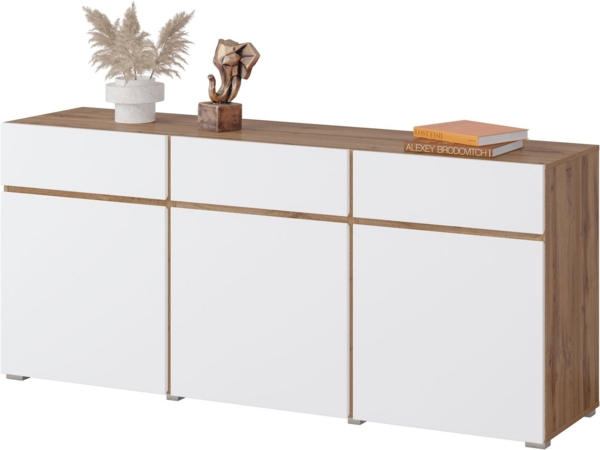 INOSIGN Kommode Cross,Breite 180 cm, moderne grifflose Kommode,3 Türen/3 Schubkästen, Schubladenschrank mit viel Stauraum, Einlegeböden verstellbar Bild 2