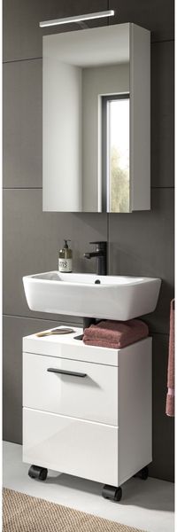 Badmöbel Set Talerno in Weiß Hochglanz 2-teilig 40 cm