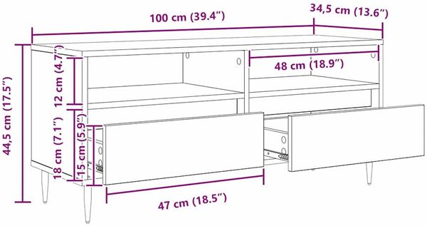 vidaXL TV-Schränk Altholz 100 x 34,5 x 44,5 cm Verbundholz und Eisen 881777 Bild 12