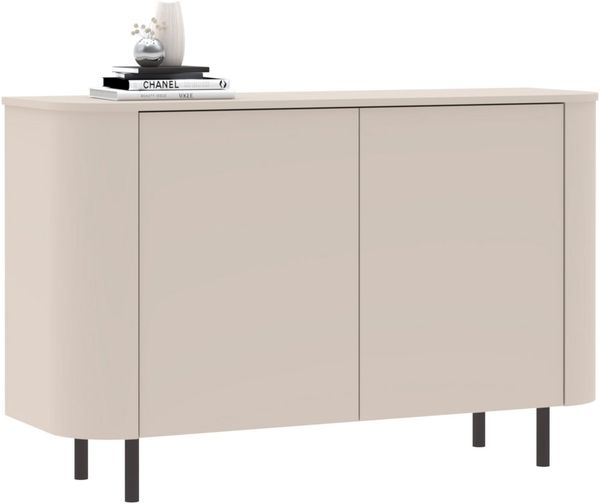 OTTO home Sideboard Lido, 131 cm breit, 2 Türen, Anrichte, Kommode, Stauraumschrank, Formgebogenes MDF, Stirnseiten mit Rundung, Push-to-open, Metallfüße