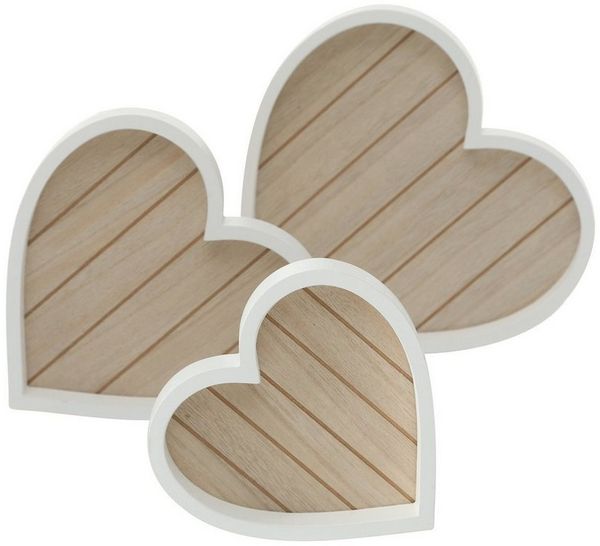BOLTZE GRUPPE GmbH Tablett Dekotablett in Herzform HERZ, 3er-Set, MDF