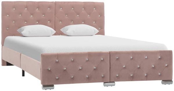 vidaXL Bettgestell, Stoff rosa, 140x200 cm