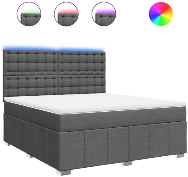 vidaXL Boxspringbett mit Matratze Dunkelgrau 180x200 cm Stoff 3294062