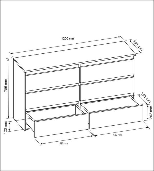 meble masztalerz Kommode Mit 6 Schubladen - 120 cm breit – modern, praktisch & geräumig