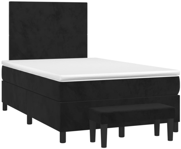vidaXL Boxspringbett mit Matratze Schwarz 120x190 cm Samt 3270459