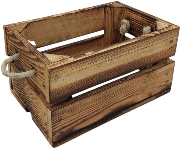 Deko-Holzkiste natur geflammt Obstkiste Weinkiste Beistelltisch Schuhregal Deko