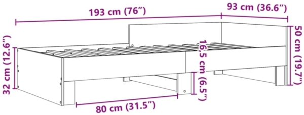 vidaXL Bettgestell Grau Sonoma 90x190 cm Holzwerkstoff 849591 Bild 5