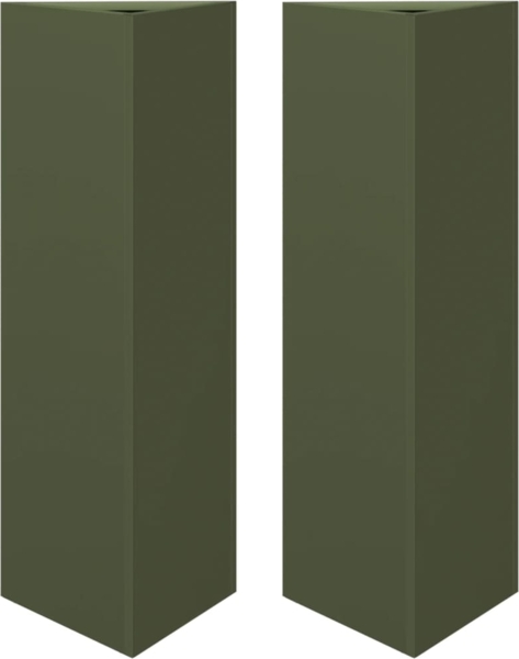 vidaXL Pflanzkübel 2 Stk. Olivgrün Dreieckig 30x26x75 cm Stahl 851150