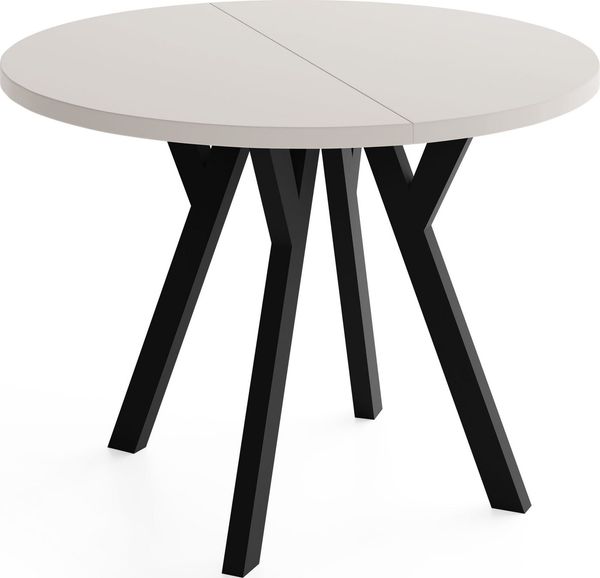 WFL GROUP Esstisch Vero ausziehbar verlängerbar rund modern mit Schwarzen Holzbeinen (MADE IN EU, XXL Groß – 80/90/100 cm ausziehbar auf 130/190/200/300 cm), platzsparender Tisch für kleine Küche, Esszimmer oder Wohnzimmer