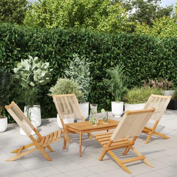 vidaXL Gartenstühle 4 Stk. Klappbar Beige Massivholz Akazie 3214634