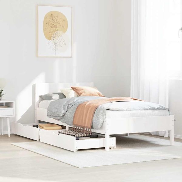 vidaXL Massivholzbett ohne Matratze Weiß 90x200 cm Kiefernholz 3301759
