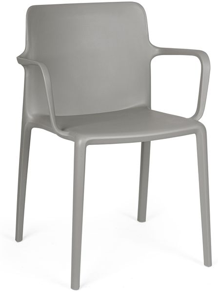 Stuhl Sirol 4er-Set Kunststoff mit Armlehne, modern, grau, UV-beständig und stapelbar