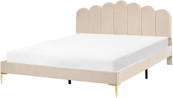 Bett mit Lattenrost Samtstoff SAUVIAN 160 x 200 cm Beige