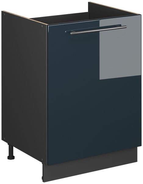 Spülenunterschrank Fame-Line Dunkelblau Hochglanz/Anthrazit 60 cm Vicco