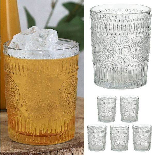 CEPEWA Glas Trinkglas 6er Set 'Mandala' Ø8x10cm 300ml Glas klar Getränkegläser
