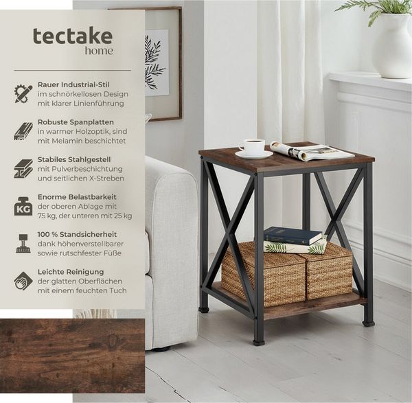 tectake Beistelltisch Carlton (1-St, 1 tlg), Industrial Style