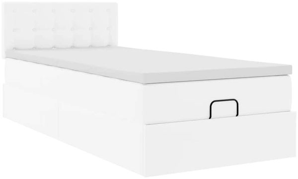 vidaXL Ottoman-Bett mit Matratze Weiß 100x200 cm Kunstleder 3311289 Bild 6