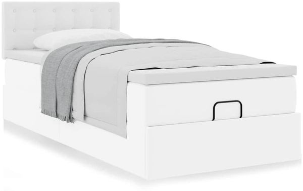 vidaXL Ottoman-Bett mit Matratze Weiß 100x200 cm Kunstleder 3311289 Bild 4