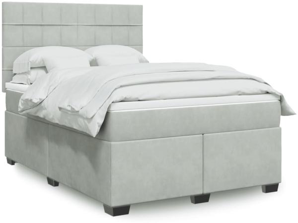 vidaXL Boxspringbett mit Matratze Hellgrau 140x200 cm Samt 3293230