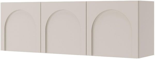 Selsey TV-Schrank/TV-Board 150 cm Breite, Möbel in Kaschmir mit bogenförmigen Fräsungen, Wohnzimmer, minimalistisches Design mit 3 Fächern, Tip-On-Öffnung, weiße Rückwand