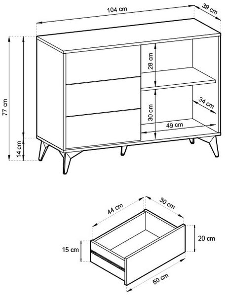 Bettso 'DIAMOND' Kommode mit Schubladen, Holzwerkstoff Braun, 77x39x104 cm Bild 4