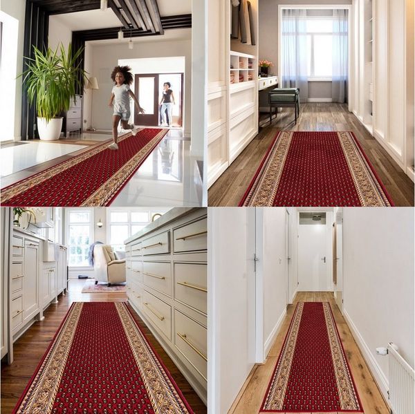 Mazovia Läufer Läufer Teppichläufer Brücke - Vorzimmer Küche - Rot, 67 x 100 cm, Kurzflor, Rutschfest, Meterware, Verschiedene Größen