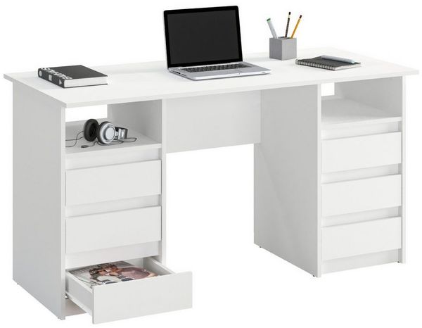KOMTO Schreibtisch Oslo 140 Schreibtisch mit Schubladen Moderner Bürotisch, Computertisch Arbeitstisch PC-Tisch Kinderschreibtisch 140x60x74 cm