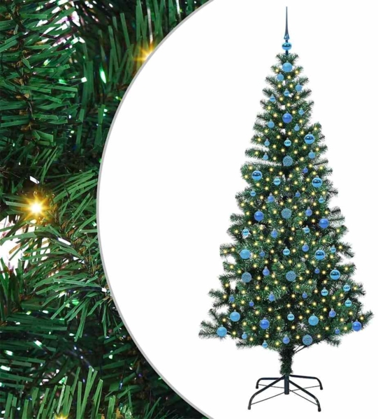 vidaXL Künstlicher vorbeleuchteter Weihnachtsbaum Grün 210 cm 3396782
