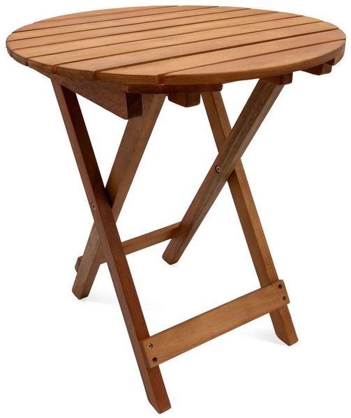 Spetebo Klapptisch Eukalyptus Gartentisch rund - 50 x 45 cm (Packung, 1-St, einzelner Klapptisch), Gartentisch Beistelltisch Klapptisch Eukalyptus
