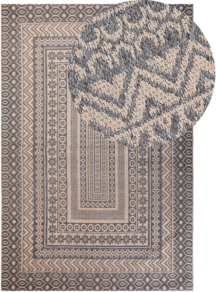 Teppich Jute beige grau 200 x 300 cm geometrisches Muster Kurzflor BAGLAR