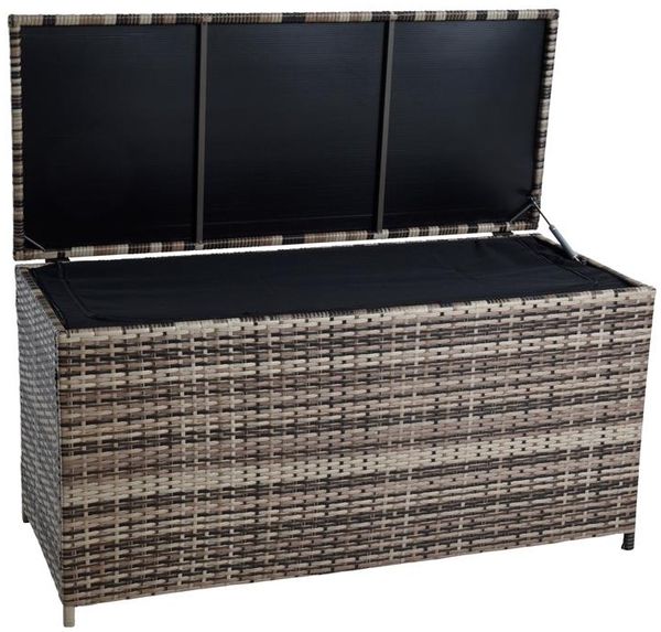 Polyrattan Auflagenbox Kissenbox Gartenbox 114 cm Aufbewahrungsbox Beige-Braun Bild 8