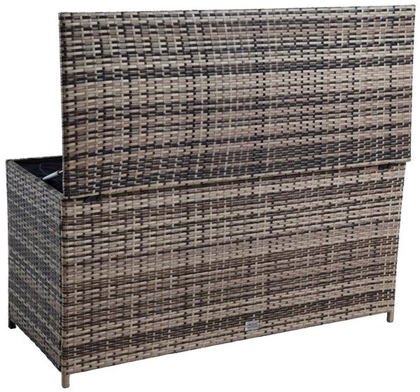 Polyrattan Auflagenbox Kissenbox Gartenbox 114 cm Aufbewahrungsbox Beige-Braun Bild 7