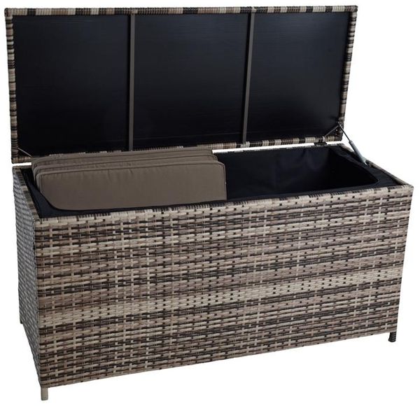 Polyrattan Auflagenbox Kissenbox Gartenbox 114 cm Aufbewahrungsbox Beige-Braun Bild 6