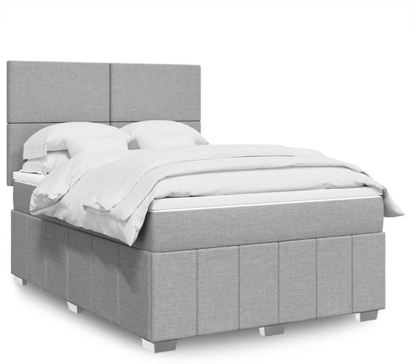 vidaXL Boxspringbett mit Matratze Hellgrau 160x200 cm Stoff 3294012