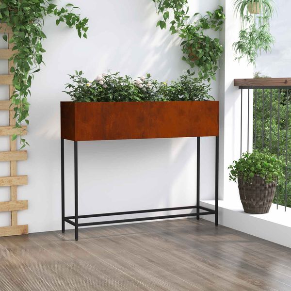 vidaXL Hochbeet Gartenpflanzer Rostig 100 x 26 x 82 cm Wetterfeststahl 865882