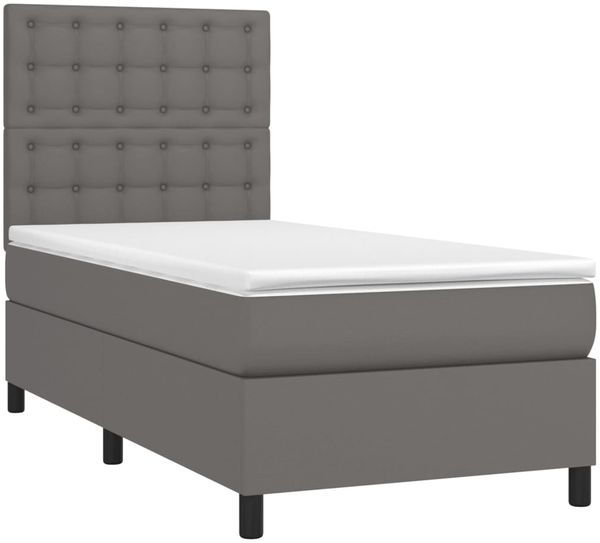 vidaXL Polsterbett mit Matratze & LED Grau 80x200 cm Kunstleder [3135913] Bild 3