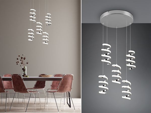 Cluster LED Pendelleuchte LAOLA in 3 Stufen dimmbar Silber Chrom, Ø 45cm