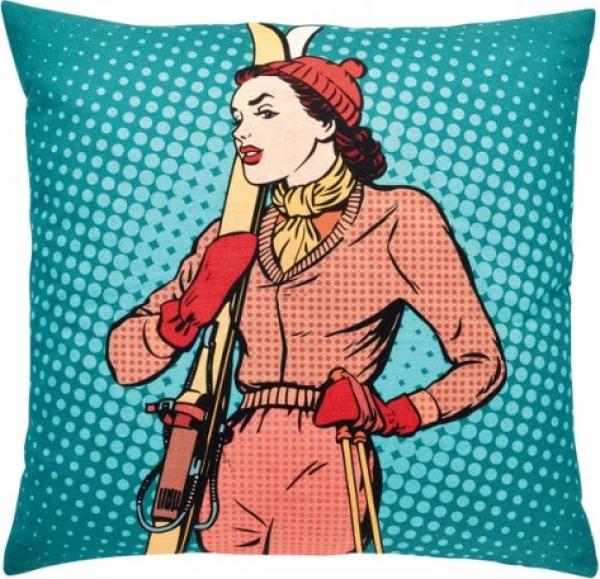 Pad Kissenhülle Retro Skifahren (50x50 cm) 10963