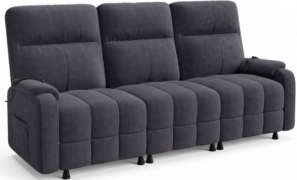 HOMALL Big-Sofa 3er Sitzer Relaxsofa Fernsehsessel, mit Fussteil, Federkern Elektrisch Verstellbar Relaxfunktion Heimkino Sofa