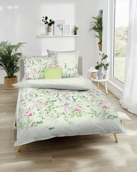 Kaeppel Bettwäsche Pagode, Mako-Satin, 2 teilig, Mit Blumen