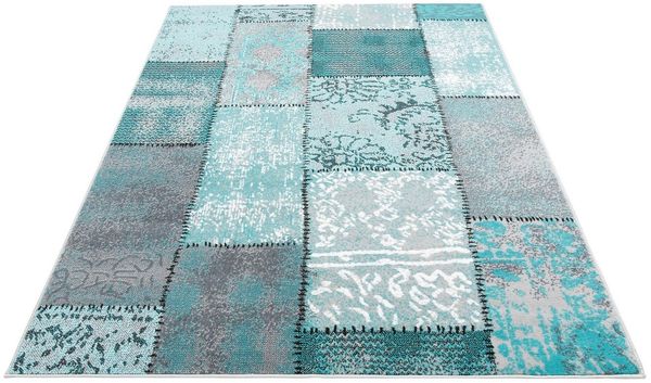 OTTO home Teppich Garry, rechteckig, Höhe: 7 mm, Vintage, Kurzflor, Patchwork-Design, farbenfroh, Wohnzimmer