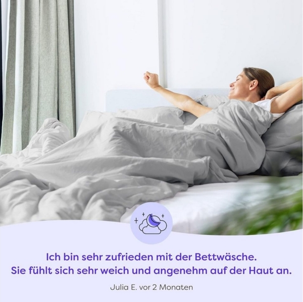 Wolkenfeld Bettwäsche Mako-Satin Baumwollsatin Sommerbettwäsche, 100% Baumwolle, 3 teilig, 135x200 cm, 155x220, 200x200 & Übergrößen I inkl. Kissenbezüge 80x80 Bild 3