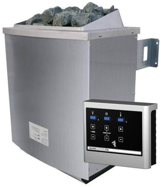 Karibu Sauna Bodin mit Dachkranz + 9kW Saunaofen mit ext. Steuerung Easy Energiespartür Bild 3
