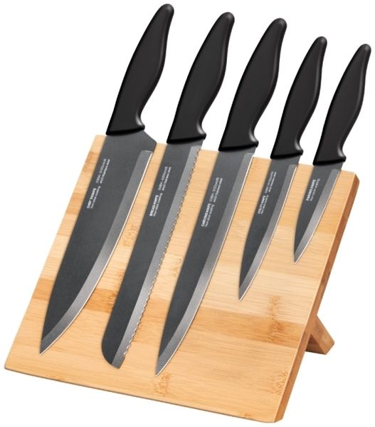 Smile SNS-4 Messer-Set Edelstahl Grau Holz Schwarz 20 cm
