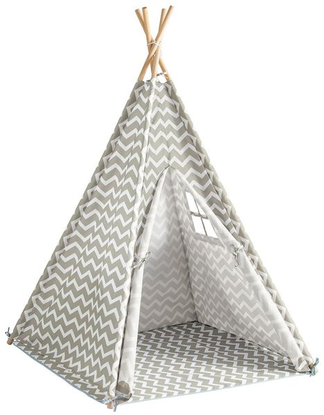 SoBuy Tipi mit Tür und Fenster grau