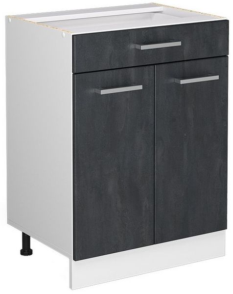 Küchenunterschrank R-Line Schwarz Beton 60 cm ohne Arbeitsplatte Vicco