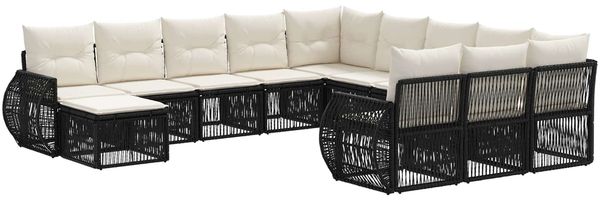 vidaXL Gartensofa-set 12 pcs Schwarz Poly-Rattan 3435622
